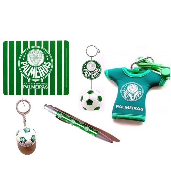 Kit Torcedor Palmeiras Mouse Pad+porta recado+caneta+chaveiro+enfeite